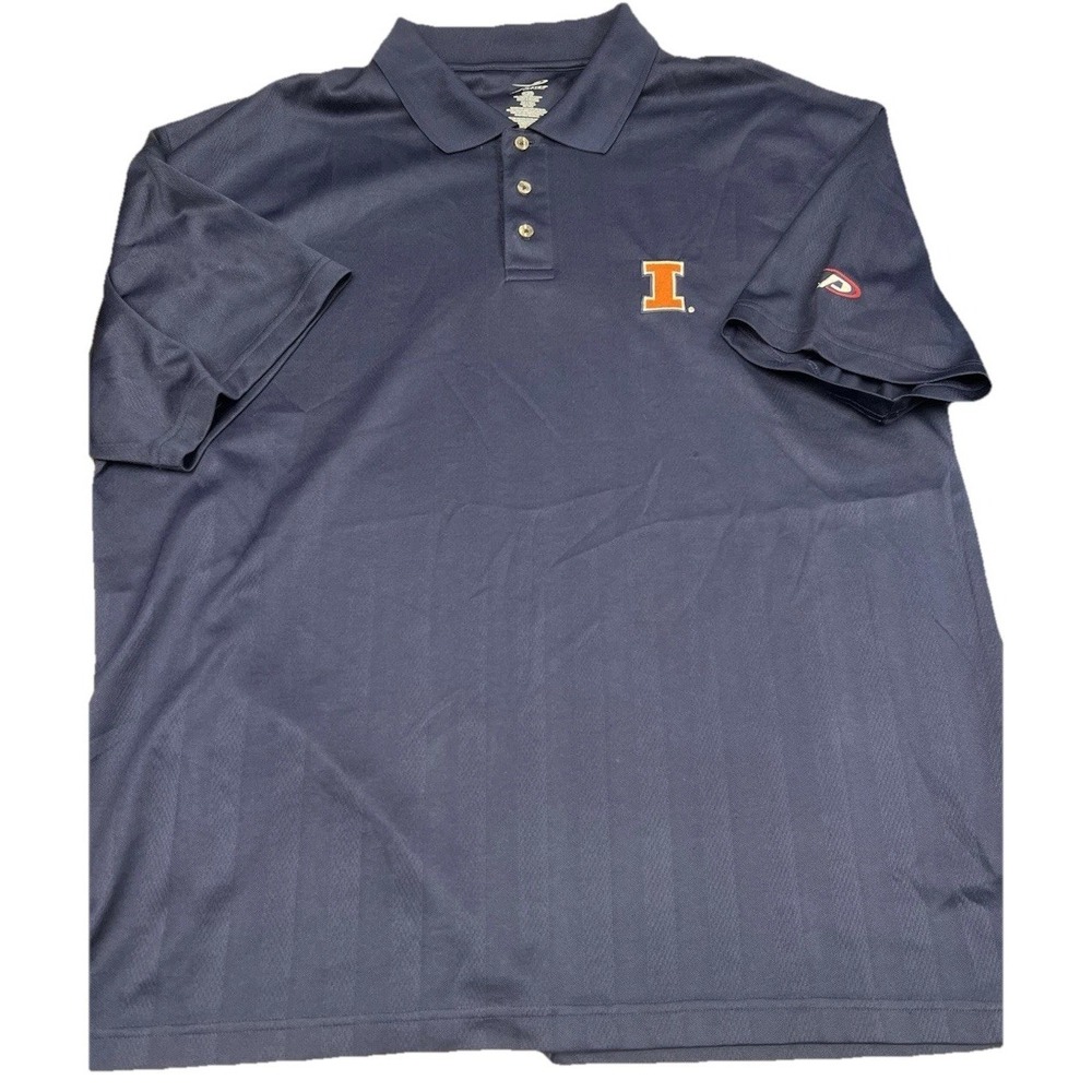 Men's Pro Player University Of Illinois Illini Polo Shirt Navy Blue‎